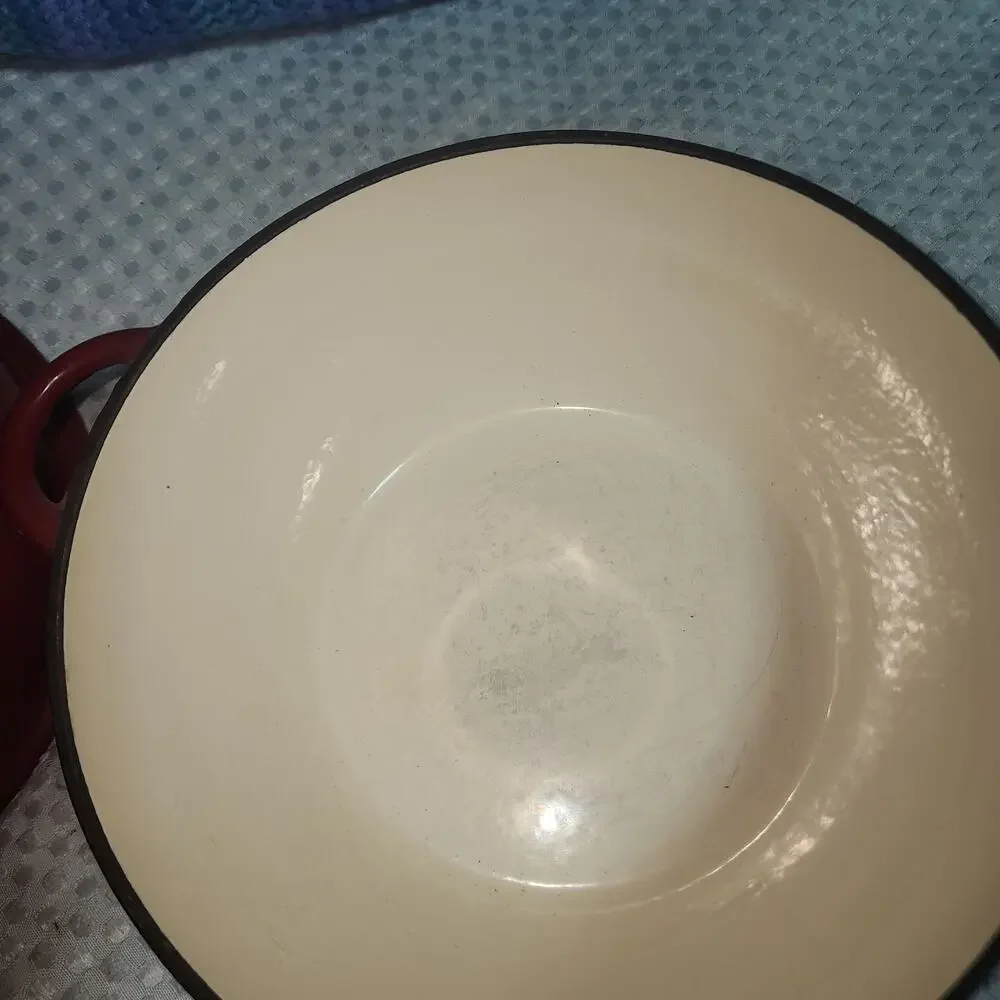 TECHNIQUE EUC ENAMELED RED TOMATO CAST IRON DUTCH OVEN POT 2 QT